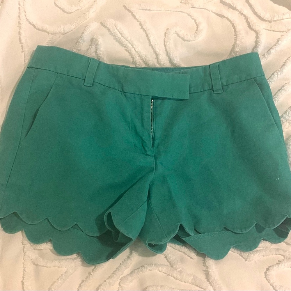 J. Crew Scalloped Shorts. Size 2. Kelly Green